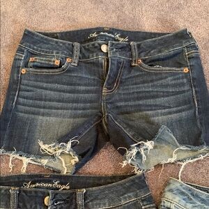 American Eagle Outfitters Dark Blue Distressed Denim Shorts, 3 pair